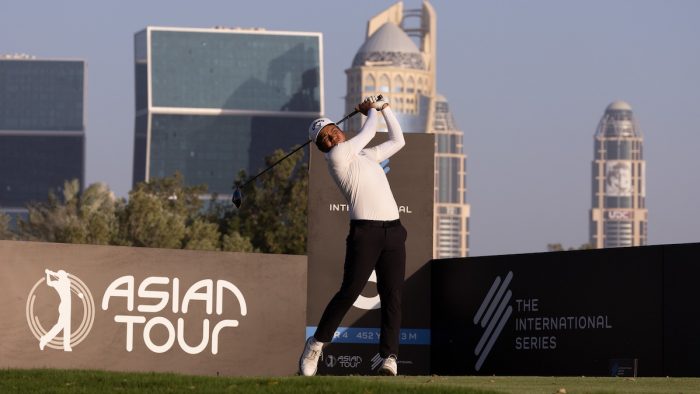 Doha, Qatar: Suradit Yongcharoenchai of Thailand pictured during Round One on Thursday, February 16, 2023 at the The International Series Qatar at Doha Golf Club. The US$2.5 million International Series Qatar at Doha Golf Club, Doha, Qatar. The tournament is being held from February 16-19, 2023.  Picture By Ian Walton/Asian Tour.