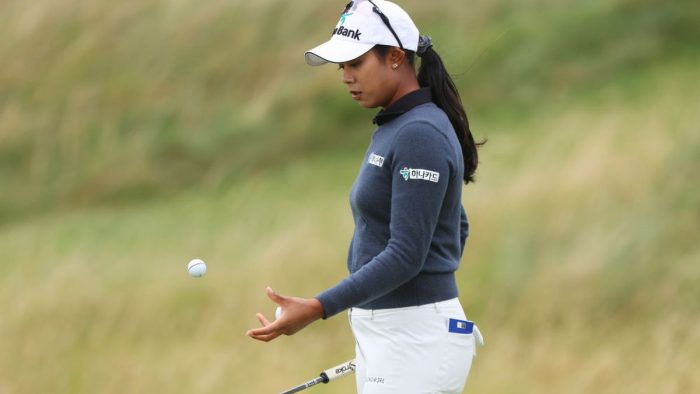 GULLANE, SCOTLAND - AUGUST 03: Patty Tavatanakit of Thailand looks on during the Pro-Am prior to the AIG Women's Open at Muirfield on August 03, 2022 in Gullane, Scotland. (Photo by Charlie Crowhurst/Getty Images)