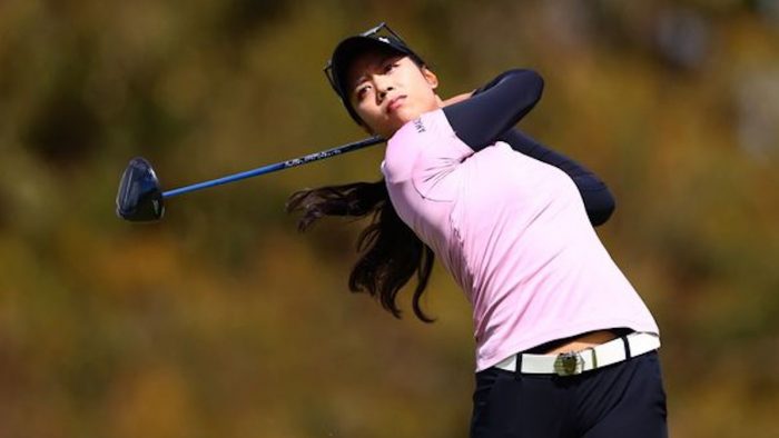 PALOS VERDES ESTATES, CALIFORNIA - MARCH 30: Patty Tavatanakit of Thailand plays her shot from the 12th tee during the first round of the DIO Implant LA Open at Palos Verdes Golf Club on March 30, 2023 in Palos Verdes Estates, California. (Photo by Katelyn Mulcahy/Getty Images)