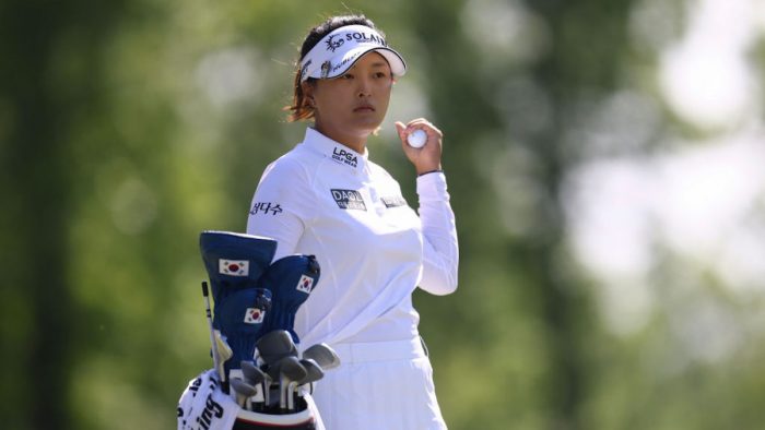 CLIFTON, NEW JERSEY - MAY 14: Jin Young Ko of South Korea waits to tee on the sixth hole during the final round of the Cognizant Founders Cup at Upper Montclair Country Club on May 14, 2023 in Clifton, New Jersey. (Photo by Mike Stobe/Getty Images)