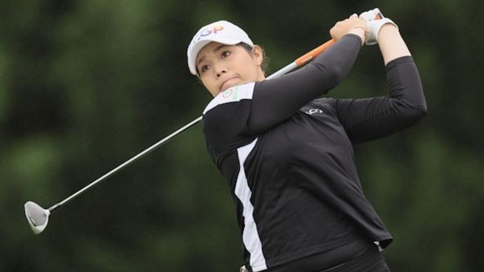 SPRINGFIELD, NEW JERSEY - JUNE 22: Moriya Jutanugarn of Thailand hits a tee shot on the 13th hole during the first round of the KPMG Women's PGA Championship at Baltusrol Golf Club on June 22, 2023 in Springfield, New Jersey. (Photo by Andy Lyons/Getty Images)