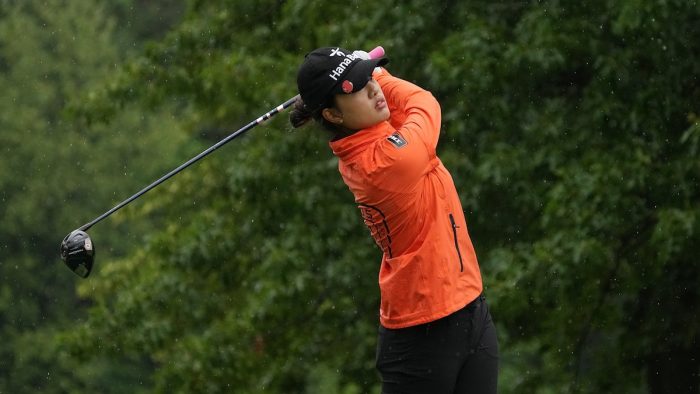 SYLVANIA, OHIO - JULY 15: Jaravee Boonchant of Thailand plays her shot from the fifth tee during the third round of the Dana Open at Highland Meadows Golf Club on July 15, 2023 in Sylvania, Ohio. (Photo by Dylan Buell/Getty Images)