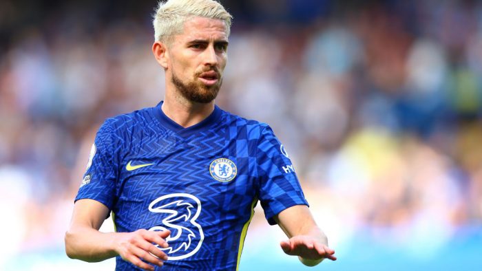 LONDON, ENGLAND - AUGUST 14: Jorginho of Chelsea FC during the Premier League match between Chelsea  and  Crystal Palace at Stamford Bridge on August 14, 2021 in London, England. (Photo by Chloe Knott - Danehouse/Getty Images)