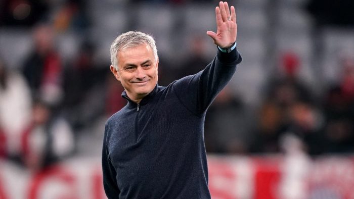 Tottenham Hotspur manager Jose Mourinho waves before the match