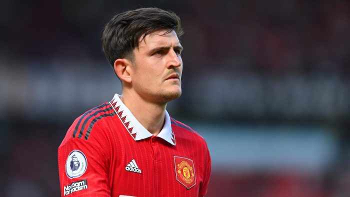 MANCHESTER, ENGLAND - AUGUST 07: Harry Maguire of Manchester United in action during the Premier League match between Manchester United and Brighton & Hove Albion at Old Trafford on August 07, 2022 in Manchester, England. (Photo by Michael Regan/Getty Images)