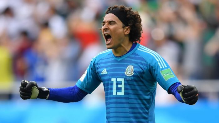 ROSTOV-ON-DON, RUSSIA - JUNE 23:  Guillermo Ochoa of Mexico celebrates his team's first goal  during the 2018 FIFA World Cup Russia group F match between Korea Republic and Mexico at Rostov Arena on June 23, 2018 in Rostov-on-Don, Russia.  (Photo by Hector Vivas/Getty Images)