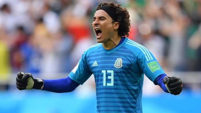 ROSTOV-ON-DON, RUSSIA - JUNE 23:  Guillermo Ochoa of Mexico celebrates his team's first goal  during the 2018 FIFA World Cup Russia group F match between Korea Republic and Mexico at Rostov Arena on June 23, 2018 in Rostov-on-Don, Russia.  (Photo by Hector Vivas/Getty Images)