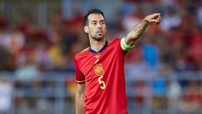 MALAGA-SPAIN-JUNE-12-Sergio-Busquets-of-Spain-looks-on-during-the-UEFA-Nations-League-League-A-Group-2-match-between-Spain-and-Czech-Republic-at-La-Rosaleda-Stadium-on-June-12-2022-in-Malaga-Spain-Photo-by-Fran-Santiago-Getty-Images