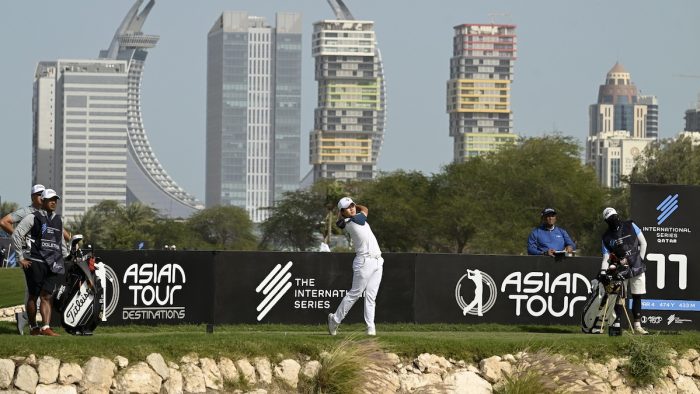 DOHA, QATAR: Minkyu Kim of Korea pictured during Round Three on Saturday February 18, 2023 at the US$2.5 million International Series Qatar at Doha Golf Club, Doha, Qatar. The tournament is being held from February 16-19, 2023. Picture by Paul Lakatos/Asian Tour.
